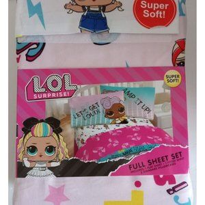 LOL Surprise Full Size Sheet Set Bedding 4 Pc Fitted Flat Pillowcases Kid Girls